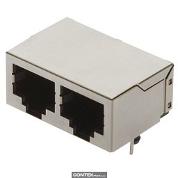 Obrázek pro produktRJI RJ45 2-port jack Cat.5 THT angled